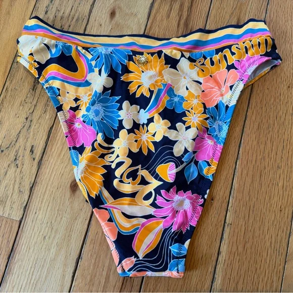 Sunshine 79 Multicolor Floral and Stripe Bikini Bottoms Women’s Size 10 NWT - Picture 8 of 12